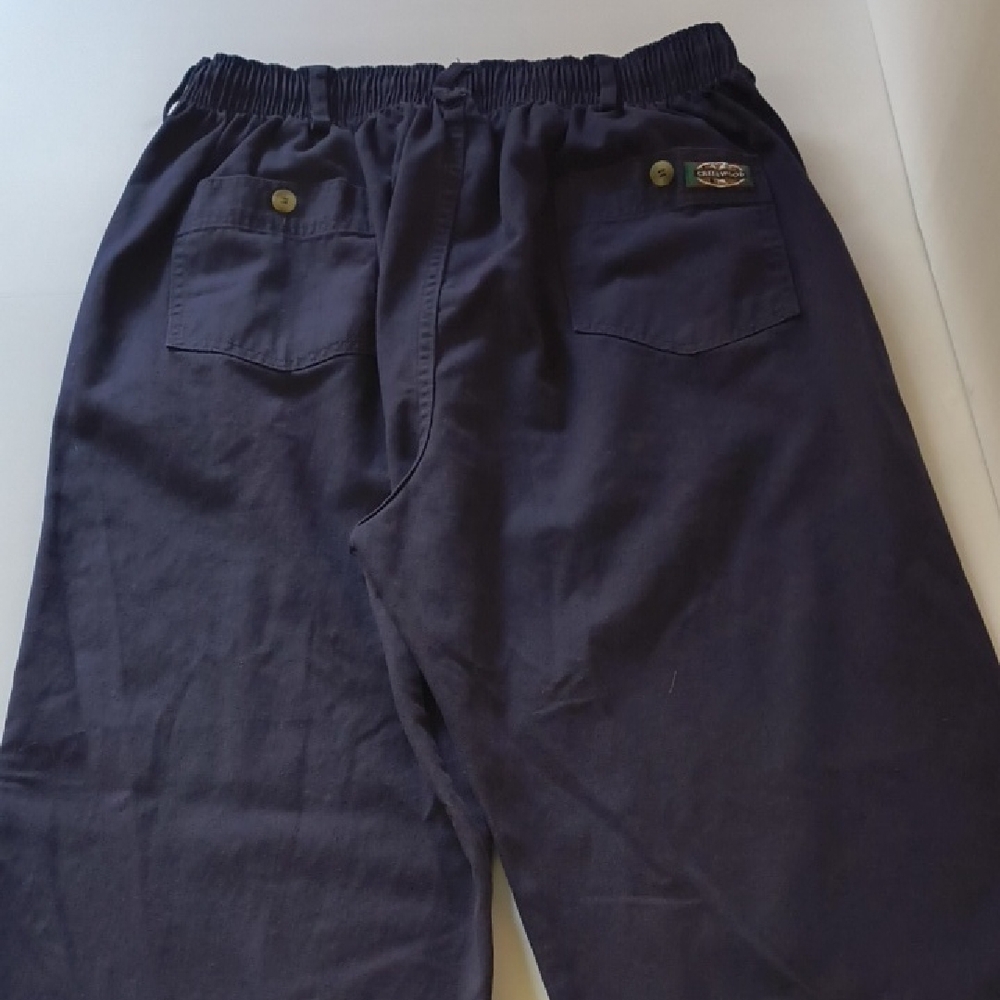 Blue Pleated Cotton Pants with Relaxed Fit - New, Never Worn